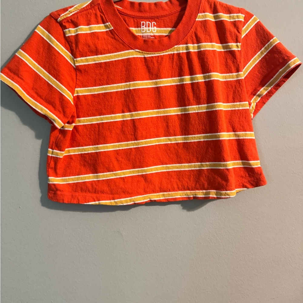 BDG Kids Orange and Yellow Striped Tee size S